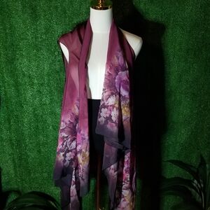 Floral Sleveless Purple Sheer Cardigan